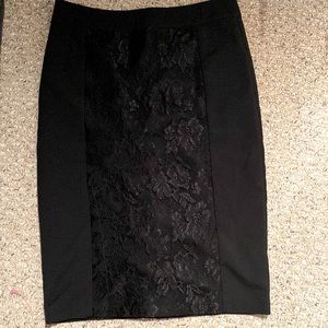 MikaRose Black Pencil Skirt with Lace. Size S. Worn 1x.